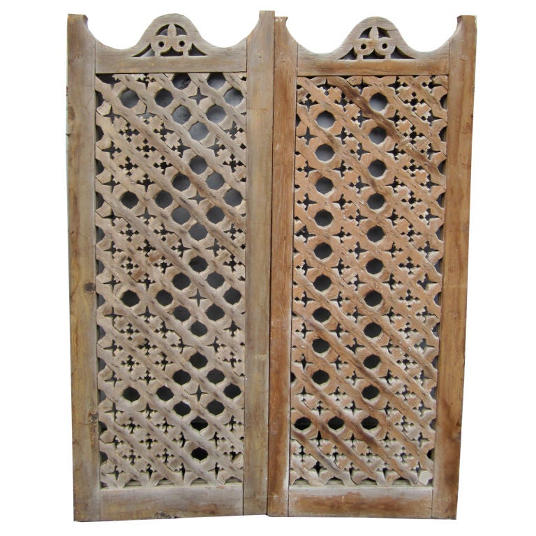Set of Five Egyptian Lattice Panels