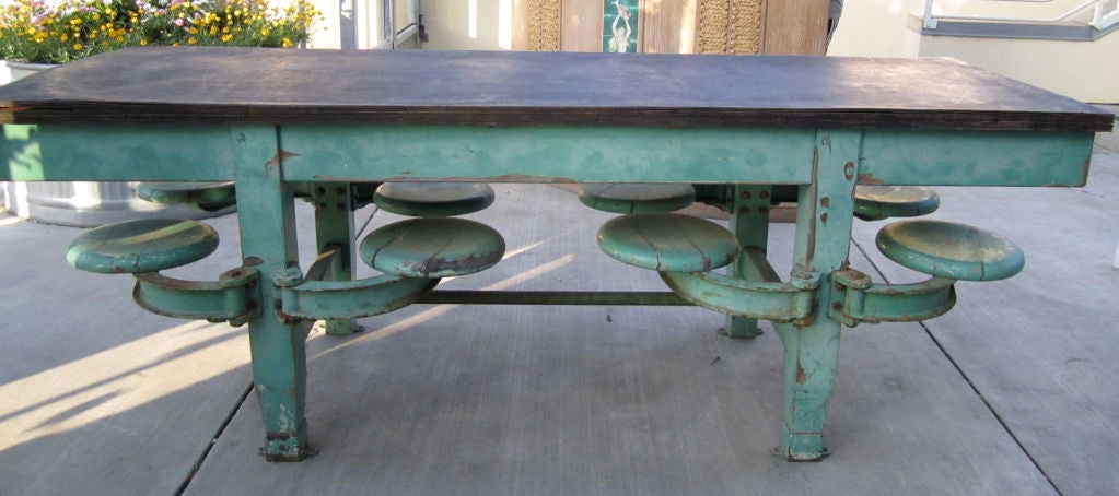 Iron 8 Seater Swivel Industrial Cafeteria Table