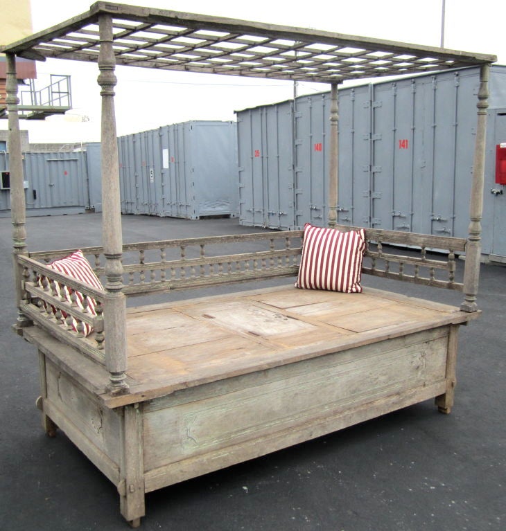 This large bed features a small door which opens to the bottom storage unit, traditionally for rice. Ideal for summertime lounging and late afternoon napping.