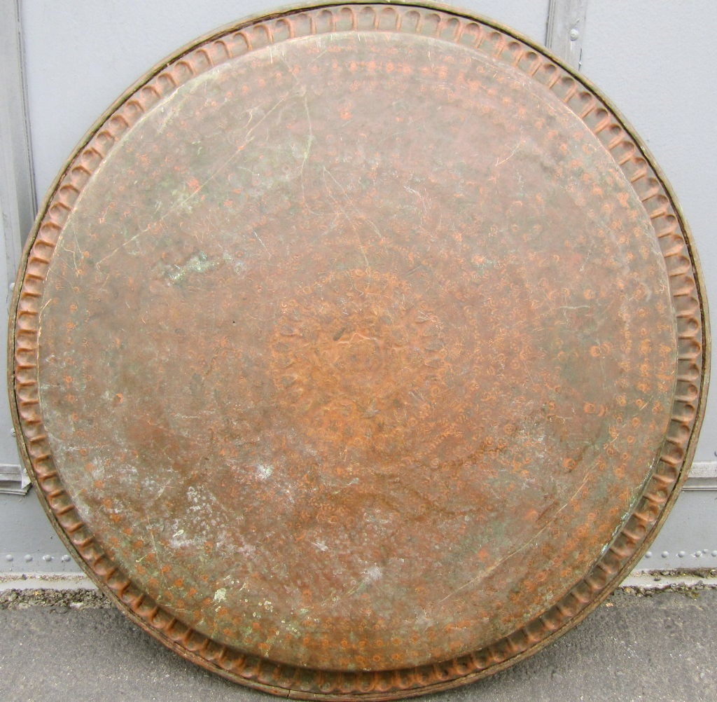 Egyptian Hammered Copper Tray Table 1