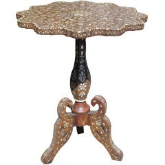 Scalloped Center Table with Bone and Mother of Pearl Inlay