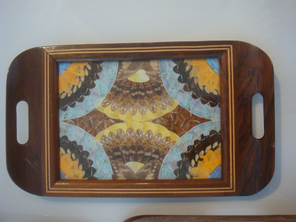 Wood Three Butterfly Trays