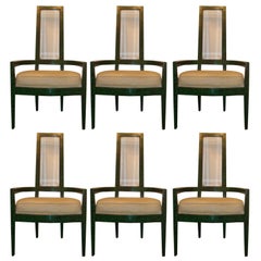 Six Faux Mallachite and Lucite Dining Chairs