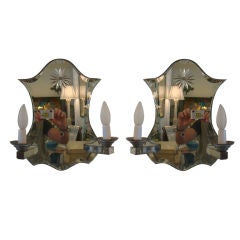Pair French Mirrored Sconces