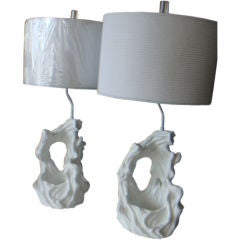 Pair Serge Roche Style Plaster Lamps