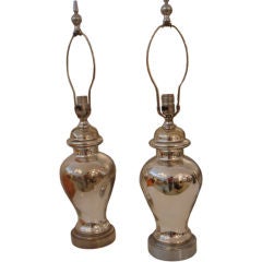 Pair Mercury Glass Lamps