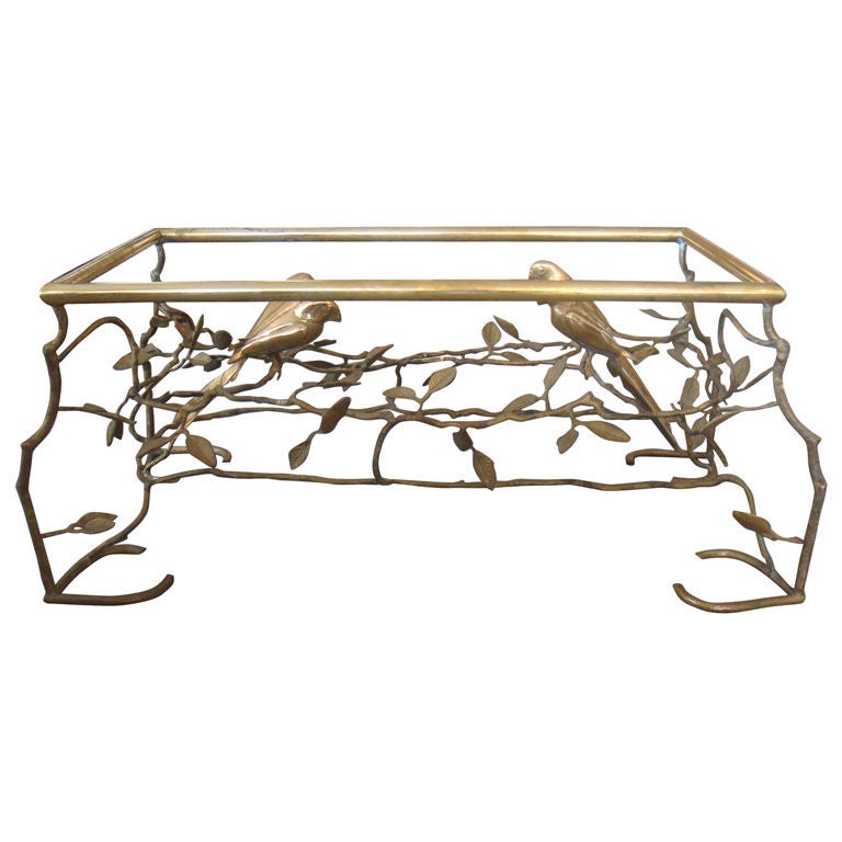 Brass Coffee Table of Birds and Twigs