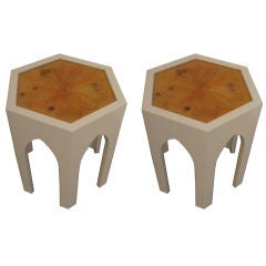 Pair Lacquered Side Tables