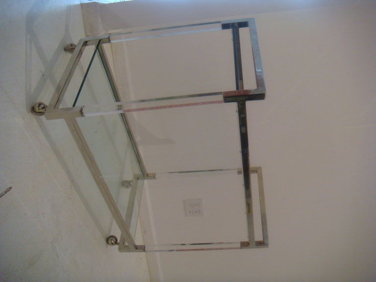 Chrome and Lucite Rolling Cart att. Charles Hollis Jones