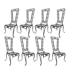 Set of 8 Poillerat Style Iron Chairs