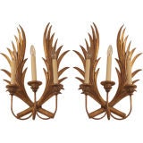 Vintage Pair of Gilded Phoenix Sconces