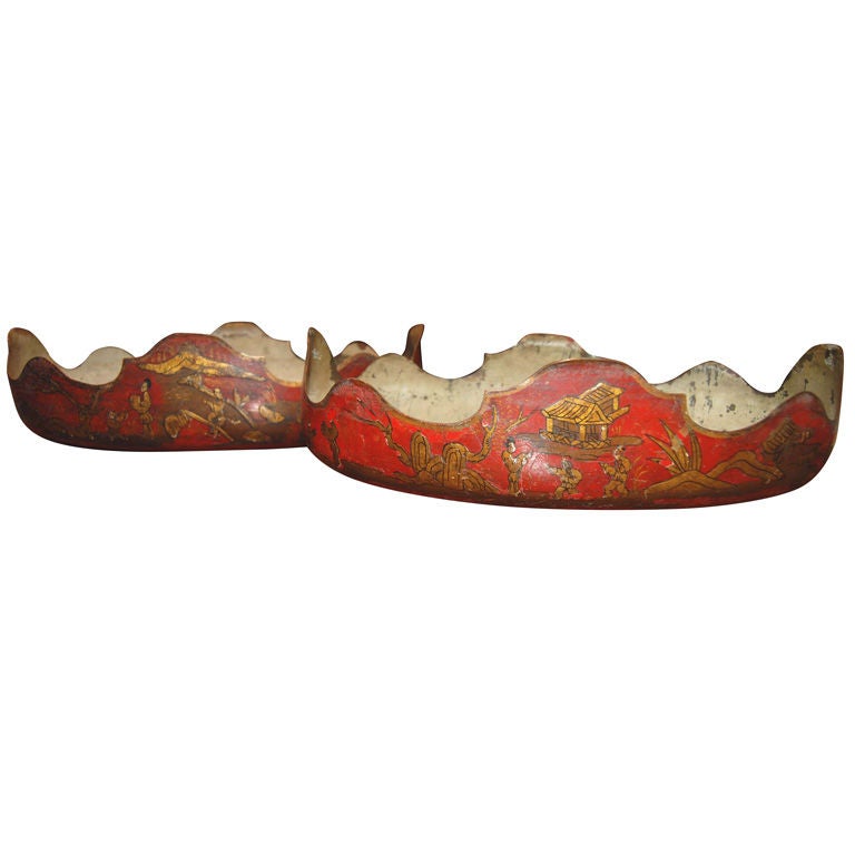 Pair 19th c. Chinoiserie Tole Jardenaires