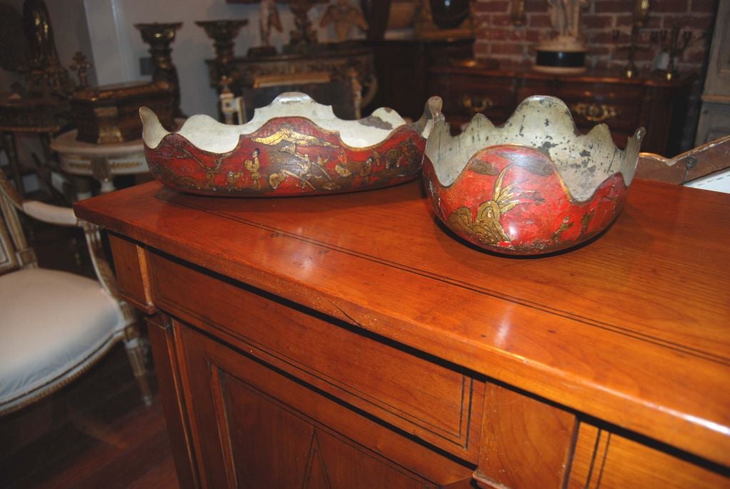 French Pair 19th c. Chinoiserie Tole Jardenaires