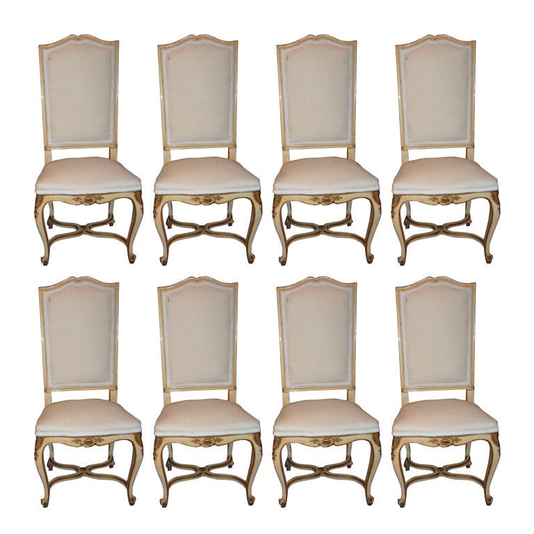 Set Of 8 Painted Dining Chairs