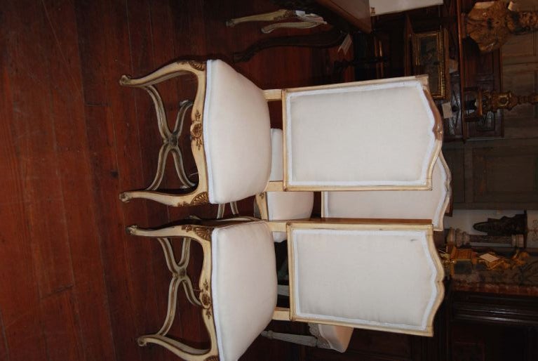 French Set Of 8 Painted Dining Chairs
