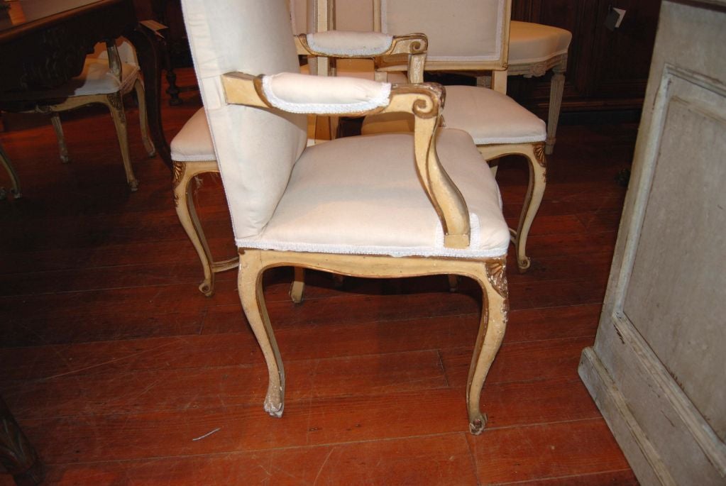 Wood Set Of 8 Painted Dining Chairs