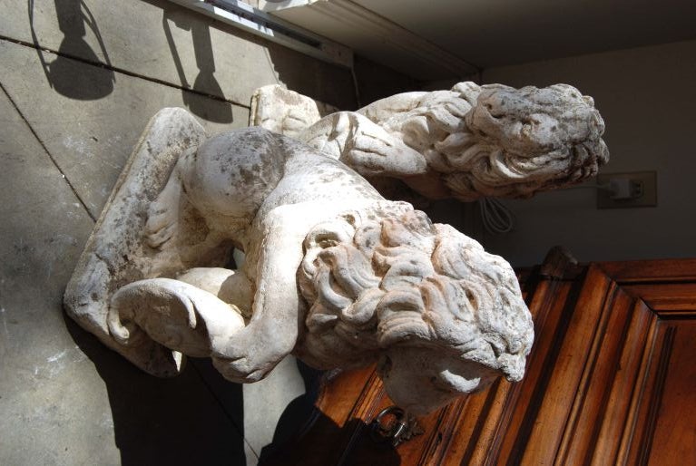 French Pair 19th c. Composite Lions For Sale