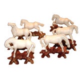 Six 19th Century Ivory Horse Carvings