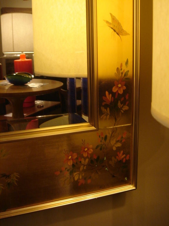 Asian-Motif Reverse Painted Gold Mirror by La Barge 2
