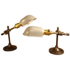 Pair of Vintage O.C. White Industrial Lamps with Gray Shade