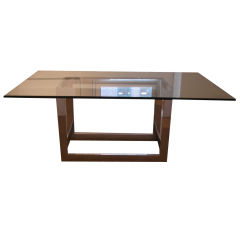 Chrome & Glass Dining Table Base by Milo Baughman for Thayer Coggin