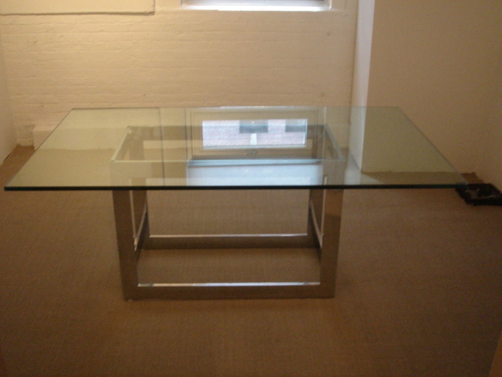 American Chrome & Glass Dining Table Base by Milo Baughman for Thayer Coggin