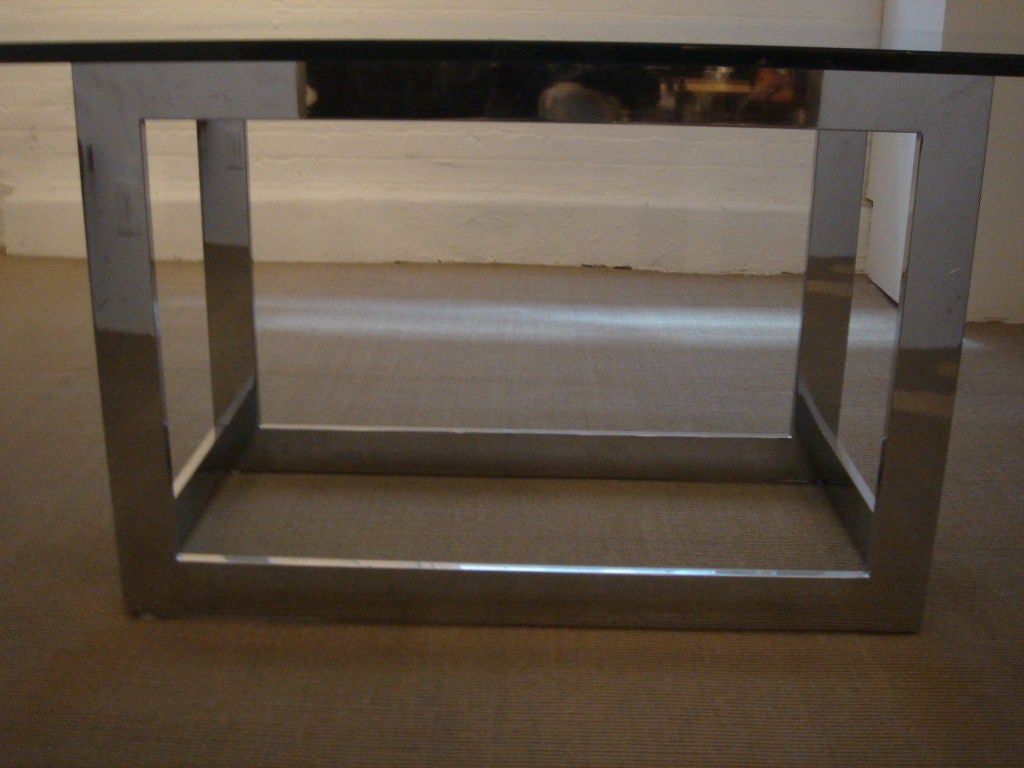 Chrome & Glass Dining Table Base by Milo Baughman for Thayer Coggin In Excellent Condition In New York, NY