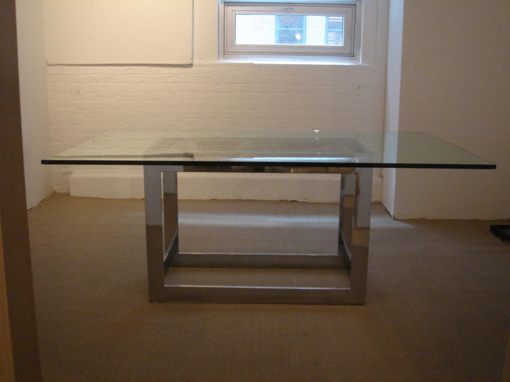 Late 20th Century Chrome & Glass Dining Table Base by Milo Baughman for Thayer Coggin