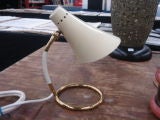 White Metal & Brass Desk Lamp in the style of Carl Aubock