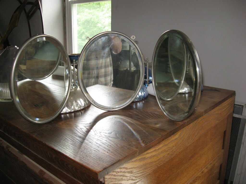 Vintage Set of Three Vanity Mirrors with Nickel Frame