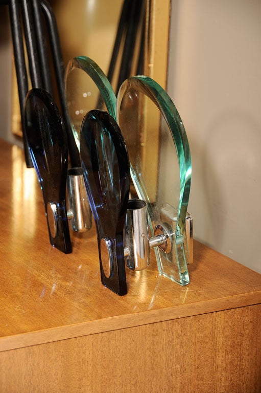Pair of Blue Glass Sconces by Max Ingrand for Fontana Arte