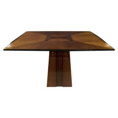 Mitered Mahogany Pedestal Dining Table by Dakota Jackson