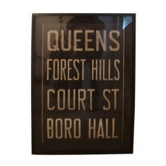 Vintage New York Subway Sign in Custom Frame - "Queens"