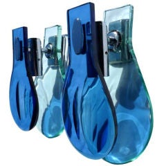 Pair of Blue Glass Sconces by Max Ingrand for Fontana Arte