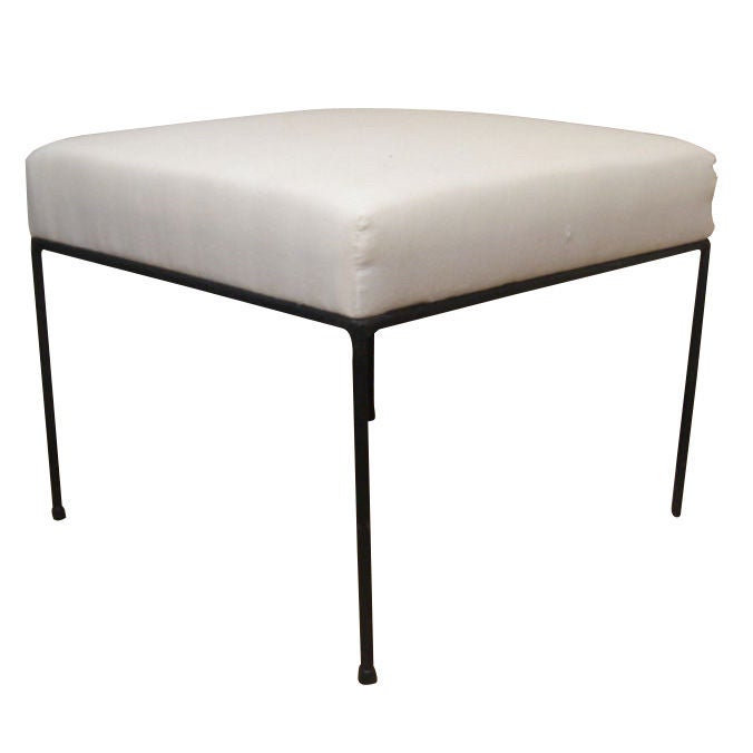 Vintage Iron Square Stool / Ottoman by Paul McCobb in COM