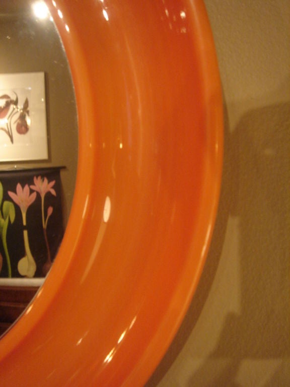 1970s Italian Round Orange Mirror by Collezione Salc 2