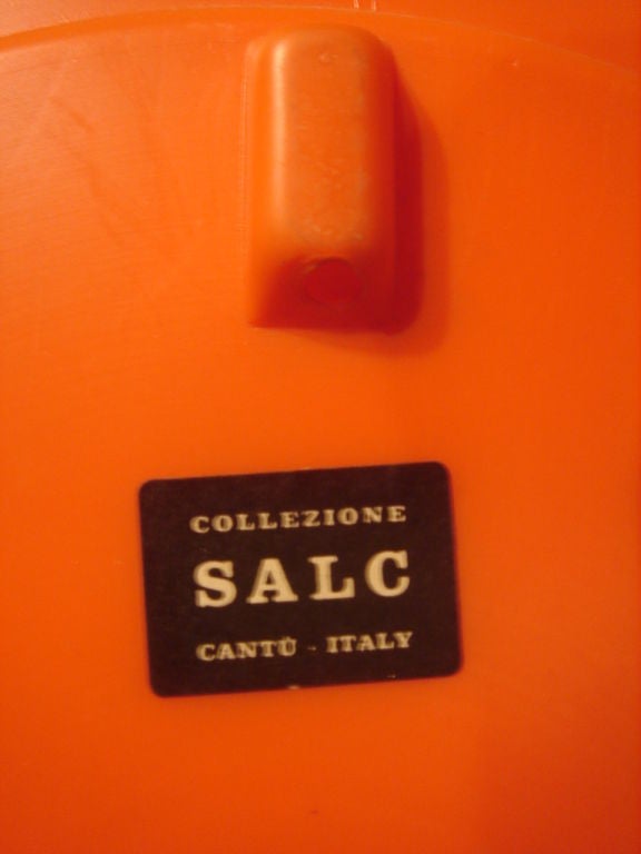 1970s Italian Round Orange Mirror by Collezione Salc 3