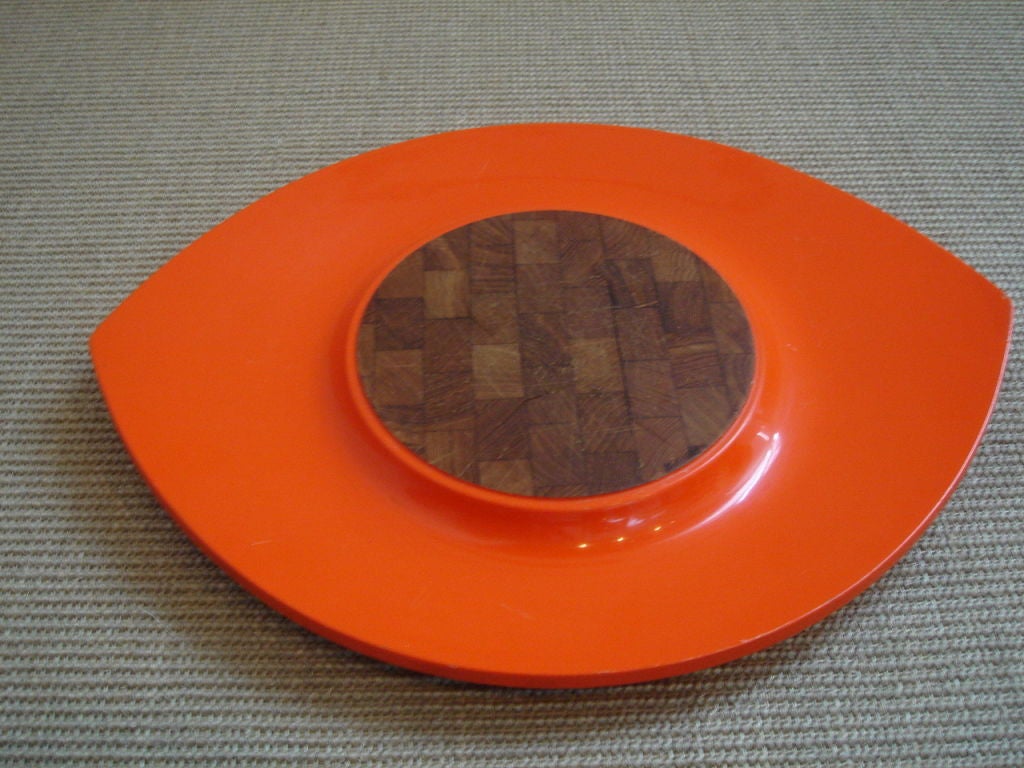 Danish Orange Lacquered Wood Tray by Jens Quistgaard for Dansk