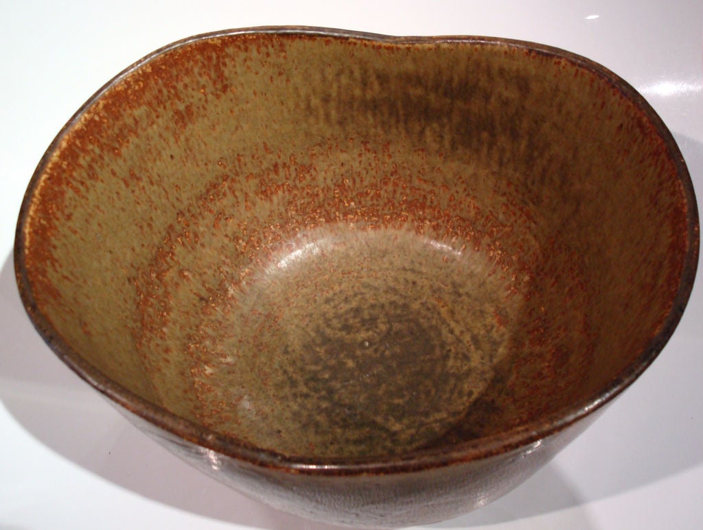 Danish Massive Stoneware Bowl by Eva Staehr-Nielsen for Saxbo For Sale