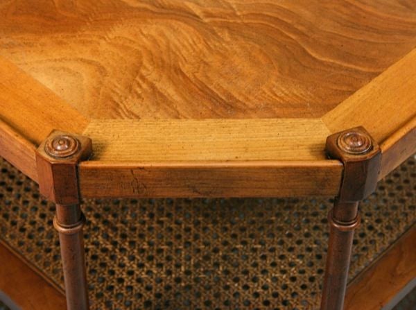 Mid-20th Century WALNUT VENEERED THREE TIER OCTAGONAL SIDE TABLE For Sale