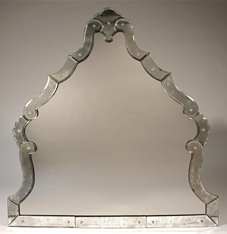 SCROLLING BEVELED GLASS FRAMED WALL MIRROR