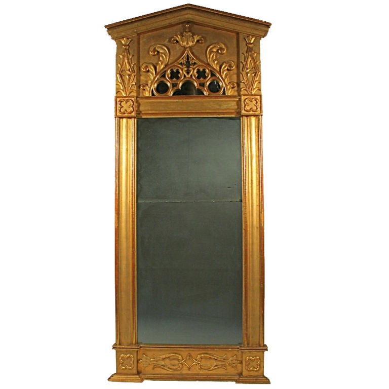 NEO-GOTHIC GILT-WOOD TALL MIRROR For Sale