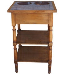 A Charming French Fruitwood and Marble Wine Table
