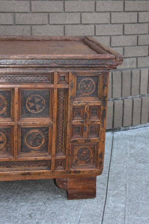 Rustic Swiss Baroque Coffer or Dowry Chest In Fair Condition In San Francisco, CA