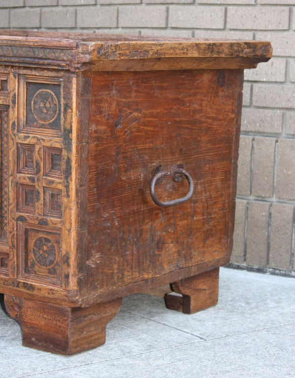 18th Century and Earlier Rustic Swiss Baroque Coffer or Dowry Chest
