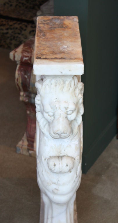 Pair of Italian Marble Winged Lions