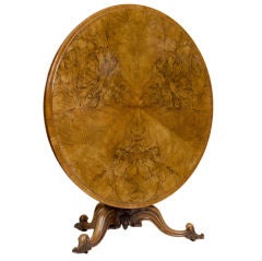 English Burled Walnut Pedestal Table