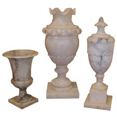 Italian Carved Alabaster Urns