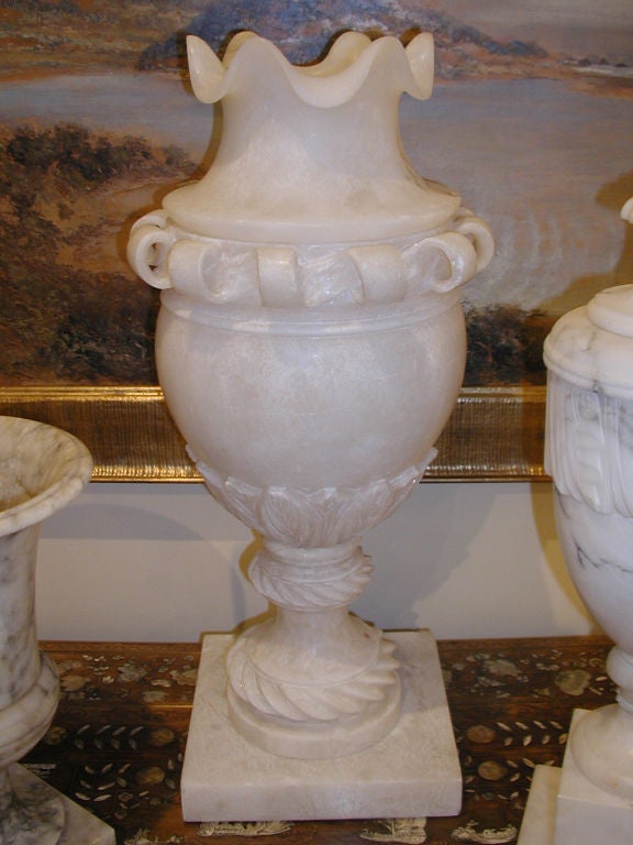 Italian Carved Alabaster Urns 1