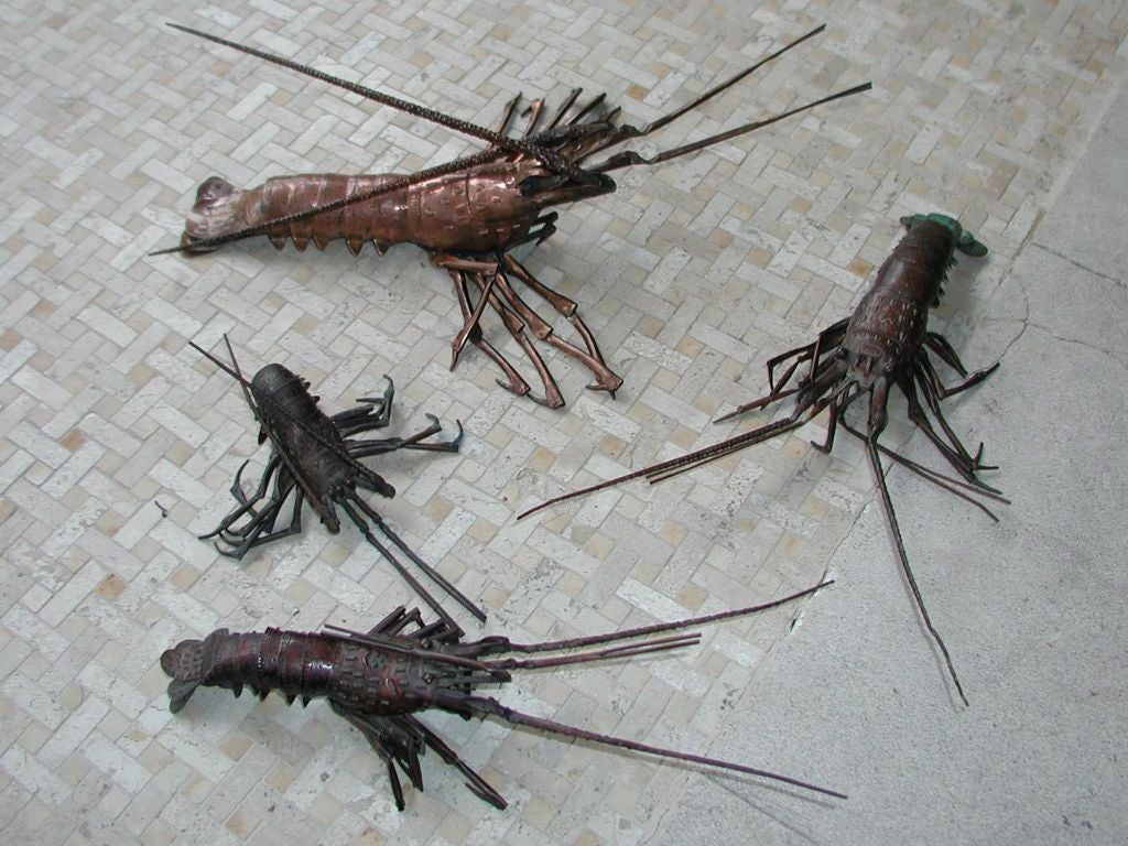 (4) 19th Century Fully Articulated  Japanese Copper Crayfish 3